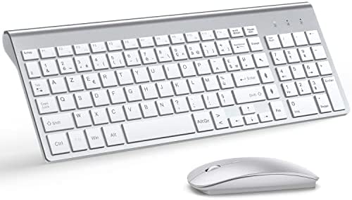 TopMate Ensemble Clavier et Souris sans Fil Ultra-Mince, 2.4G Silent Compact Clavier de Souris Pleine Taille, Clavier avec Couvercle, Piles 2 AA et 2 AAA, pour PC/Laptop/Windows/Mac - Argent Blanc Fiche Technique et Prix au Maroc