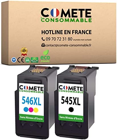 COMETE 545 546 XL Pack de 2 Cartouches d'encre Compatible avec Canon PG-545 CL-546 XL PG545 CL546 545XL 546XL sans Affichage du Niveau d'encre pour Canon Pixma Cartouche Canon 545 546 Noir Couleur Fiche Technique et Prix au Maroc