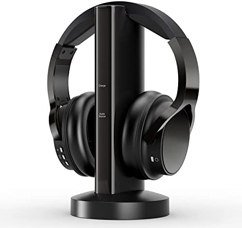 Casque TV sans Fil avec 2.4GHz RF Rechargeable Numérique émetteur Base, Casque sans Fil Hi-FI sur l'oreille avec Port RCA / 3,5 mm/Optique, pour Regarder la Télévision à la Maison Fiche Technique et Prix au Maroc