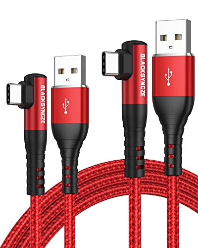 BLACKSYNCZE Câble USB C [2M/Lot de 2] 3,1A Cable USB C Charge Rapide Nylon Tressé Cable Chargeur USB C Durable à Angle Droit Chargeur Samsung pour Galaxy S22 S21 S20, A13 A51, Huawei P40 P30, Rouge Fiche Technique et Prix au Maroc