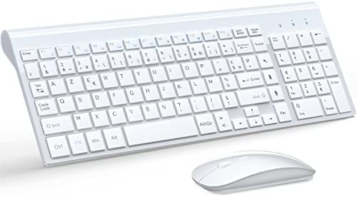 TopMate Ensemble Clavier et Souris sans Fil Ultra-Mince, 2.4G Silent Compact Clavier de Souris 2400 DPI Pleine Taille, Clavier avec Couvercle, Piles 2 AA et 2 AAA, pour PC/Laptop/Windows/Mac - Blanc Fiche Technique et Prix au Maroc