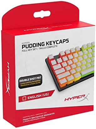 Touches HyperX Pudding – Jeu complet – PBT – {Blanc} – Disposition Anglais américain – 104 touches, Rétroéclairage, Profil OEM Fiche Technique et Prix au Maroc