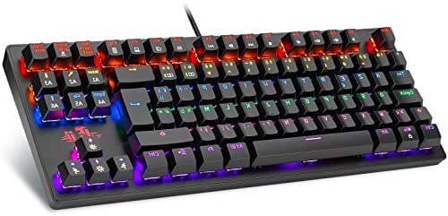 Rii RK908 Clavier de Jeu Mécanique 7 Couleurs 88 Touches Clavier AZERTY Française Filaire Rétro-éclairé par LED 9 Modes de Jeu mécanique pour Windows XP/Vista/7/Vista 64/fenêtre fenêtre 10/iOS Fiche Technique et Prix au Maroc