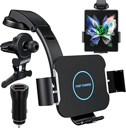Qoosea 15W Qi Chargeur Induction Voiture, Double Bobine Chargeur sans Fil Voiture Rapide Automatic Clamping Support Téléphone Voiture pour Samsung Galaxy Z Fold 3/Fold 2/S22 Ultra iPhone Xiaomi Fiche Technique et Prix au Maroc