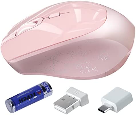 TopMate Souris sans Fil 2.4G Office Silent Mouse, Souris d'ordinateur Portable avec Adaptateur de Type C, 3 Niveaux réglables Souris Ergonomique pour Ordinateur Portable, PC, Windows, Mac OS - Rose Fiche Technique et Prix au Maroc