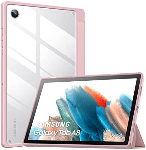 MoKo Étui Compatible avec Galaxy Tab A8 10,5" 2021(SM-X200/SM-X205/SM-X207), Coque Arrière Transparent Housse à Trois Volets Tablette avec Support Réglable, Réveil/Veille Automatique, Rose Fiche Technique et Prix au Maroc