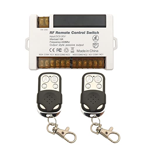 DieseRC Commutateur à distance de Relais sans Fil à 4 Canaux 433MHz Télécommande RF DC 5V 12V 24V 30V 10A Récepteur de Relais avec porte-clés à 2 Émetteurs, Grand Terminal Câblage Facile Fiche Technique et Prix au Maroc