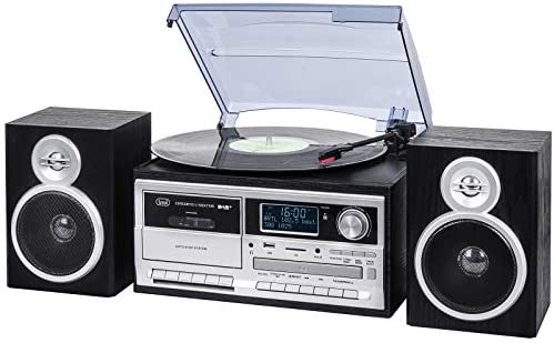 Trevi TT 1072 Dab - Système de Tourne-Disque stéréo Bluetooth avec récepteur numérique Dab / Dab+, Fonction encoding, Lecteur MP3, CD, USB, entrée auxiliaire, SD, Cassette, Noir Fiche Technique et Prix au Maroc