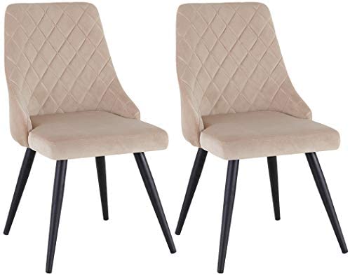 DUHOME 2X Chaise Salle à Manger en Tissu Velours Chaise rembourrée Design Retro avec Pieds en métal sélection de Couleur 8089, Couleur:Beige, matière:Velours Fiche Technique et Prix au Maroc