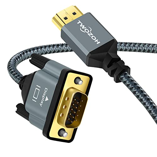 Twozoh Câble HDMI vers VGA 1,5M, Coque en alliage d'aluminium en nylon tressé et support plaqué or 1080P/60Hz Fiche Technique et Prix au Maroc