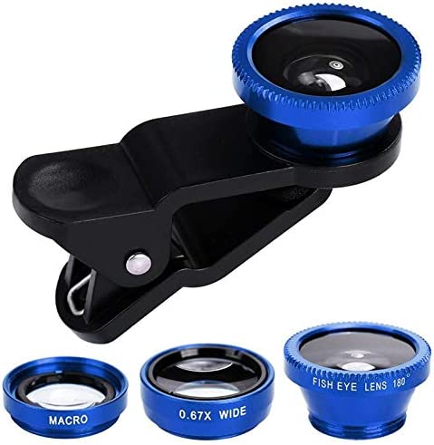 WSTERAO Kit d'objectif de caméra de téléphone 3 en 1 Objectif Universel Fish Eye Objectif Grand Angle Macro Clip Kit d'objectif de caméra pour iPhone 12, 11, XS, XR, 8 7 6s Plus, Samsung et Autres Fiche Technique et Prix au Maroc