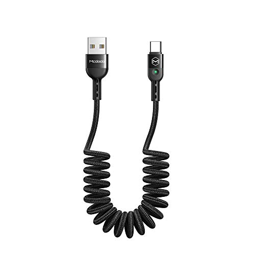 Câble de charge flexible mcdodo USB C câble en spirale,type C QC 4.0 câble de charge télescopique à ressort,Compatible avec Galaxy S10 S9 S8 / Huawei/Xiaomi,extension de 0,2 m à 1,8 m Fiche Technique et Prix au Maroc