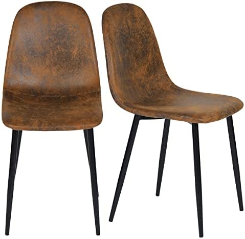 Homy Casa Lot de 2 chaises de salle à manger en suédine - Style scandinave vintage - pour cuisine, salle à manger (marron) Fiche Technique et Prix au Maroc