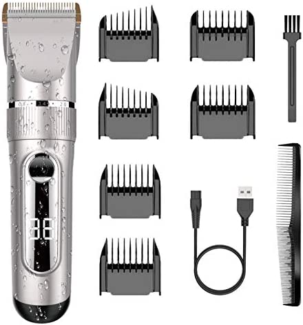 Tondeuse Cheveux Professionnelle IPX7 Tondeuse à Cheveux LCD de Lame Céramique avec Peigne de Réglage Motorisé 3/6/9/12 mm Imperméable Rechargeable pour Domicile ou Coiffeur Avis, Fiche Technique et Prix au Maroc
