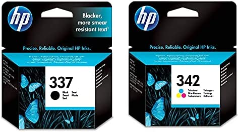 HP 337 C9364EE Pack de 1, Cartouche d'encre d'origine, Noir & 342 C9361EE Pack de 1, Cartouche d'encre d'origine, imprimantes DeskJet, OfficeJet, Trois Couleurs (Cyan, Magenta, Jaune)Avis,  Fiche Technique et Prix au Maroc
