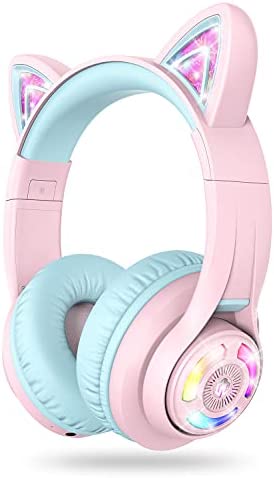 Casque Audio Enfant Bluetooth Oreille Filles de Chat Contrôle du Volume réglable 74/85/94 DB avec Microphone pour école/Tablette/téléphone Portable/PC Fiche Technique et Prix au Maroc