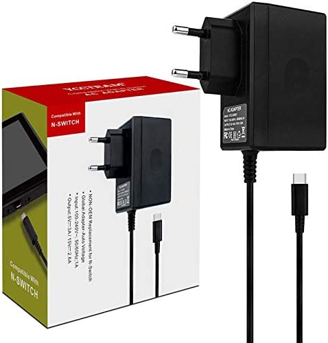 Chargeur pour Switch Console Adaptateur Secteur Support Le Mode TV 15V / 2.6A Charge Rapide avec Câble de 1.5m/5ft, Compatible avec Switch Lite/Switch OLED Fiche Technique et Prix au Maroc