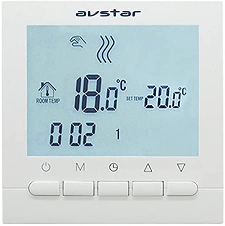 AVStar Thermostat programmable intelligent pour chauffage de chaudières à gaz – écran LCD pour facilité de contrôle et programmation - boîtier et éclairage blanc élégant – Fonctionne avec piles Fiche Technique et Prix au Maroc