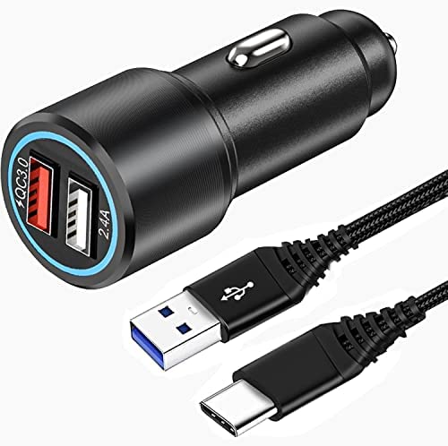Chargeur Voiture USB Quick Charge 3.0 Rapide avec Câble pour Samsung S21 S20 S22 S23 Plus Ultra FE 5G,A53 A52 A52S A51 A71 A72 A32 A42 A12 A13 A31 A41 A21S,Xiaomi Redmi Note 11 10 9 Pro 8,Mi 10T Lite Fiche Technique et Prix au Maroc