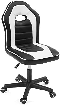 KAYELLES Chaise Fauteuil Gamers Junior, Enfants, Style Racing, Jeux Video, Ordinateur BAM (Noir et Blanc, PU) Fiche Technique et Prix au Maroc