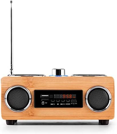 Radio BamBoost 3G mini poste de radio portable avec tuner FM, ports USB, SD compatibles MP3 / WAV, prise AUX, égaliseur, design bois, télécommande incluse Fiche Technique et Prix au Maroc