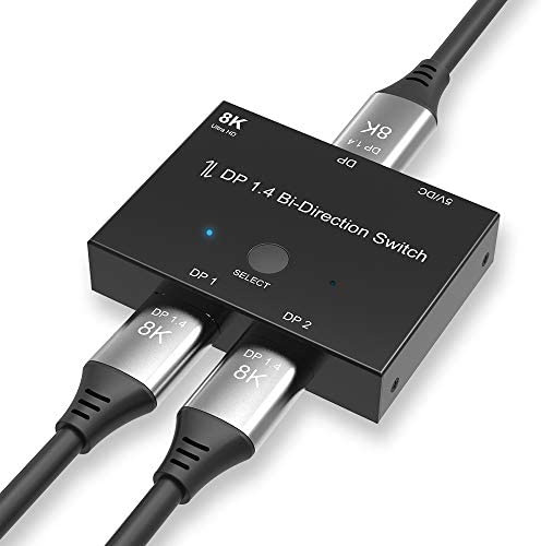 CABLEDECONN DisplayPort 8K DP 1.4 Switch 2In 1Out 1In 2Out Bidirectionnel 8K @ 30Hz 4K @ 120Hz Splitter Converter pour Plusieurs Sources et Affichages Fiche Technique et Prix au Maroc