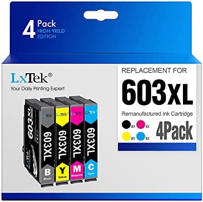 LxTek Compatible Cartouche d'encre Remplacement pour Epson 603XL pour Expression Home XP-2100 XP-2105 XP-3100 XP-3105 XP-4100 WorkForce WF-2850 WF-2835 WF-2830 (Noir Cyan Magenta Jaune, 4-Pack)Avis,  Fiche Technique et Prix au Maroc