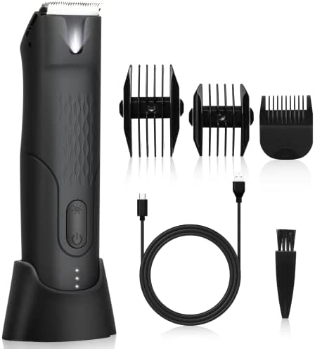 Tondeuse Corps Homme, Tondeuse Intime Homme IPX7 Étanche, Tondeuse Parties Intimes avec LED et Base de Charge, Lame en Céramique, Élimine Facilement Les Poils Intimes et Corporels, Cadeau Hommes Avis, Fiche Technique et Prix au Maroc