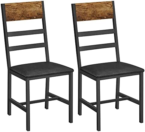 VASAGLE Chaises de Salle à Manger, Lot de 2, Siège de Cuisine, Assise Rembourrée, Cadre en Acier, Ergonomique, Style Industriel, pour Salon, Cuisine, Marron Rustique et Noir LDC095B01 Fiche Technique et Prix au Maroc