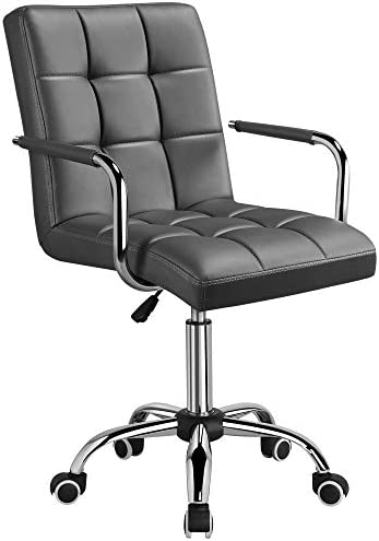 Yaheetech Chaise de Bureau Erconomique en Similicuir Hauteur Réglable Fauteuil de Bureau Rembourrage Assise avec Roues Multidirectionnelles Accoudoirs Amovibles 60,5cm L x 55cm l x (88,5-103)cm H Gris Fiche Technique et Prix au Maroc