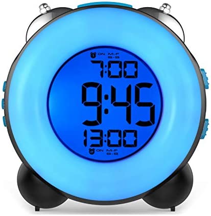 Banne Bon Réveil Bruyant, Pas de tic-tac pour Table de Chevet, Fonctionne avec des Piles et Fonction de répétition, veilleuse pour Les Personnes Dormant Profond Fiche Technique et Prix au Maroc