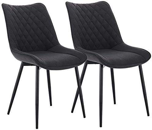 WOLTU BH208dgr-2 Chaises de Salle à Manger Lot de 2,Chaises de Cuisine Assise en Lin Pied en métal,Gris FoncéAvis,  Fiche Technique et Prix au Maroc