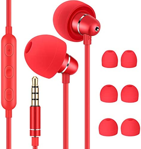 Bulees Écouteurs pour Dormir côté, Isolation Bruit, Écouteurs Légers pour Petit Canal Oreille, Écouteurs in-Ear avec Micro et contrôle du Volume pour Dormeur Sensible, Heure du Coucher-Rouge Fiche Technique et Prix au Maroc