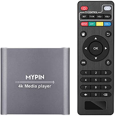 Lecteur Multimédia 4k HDMI, MYPIN Mini HD Media Player TV pour 8TB HDD/ Clé USB / Carte TF / H.265 MP4 PPT MKV AVI Soutien Sortie HDMI/AV/Coaxial et Souris USB/Clavier-HDMI Jusqu'à 7.1 Son Surround Fiche Technique et Prix au Maroc