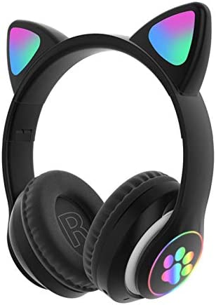 POHOVE Casque sans fil avec oreilles de chat - Pliable et extensible - Bluetooth - Casque de jeu réglable - Avec lumière LED - Confortable - Casque supra-auriculaire Pour femme, homme, enfant Fiche Technique et Prix au Maroc