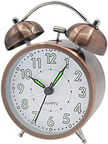 Coolzon® Reveil Double Cloche Rétro Alarme Fort sans Tic Tac Chevet fonctionnant sur Batterie avec Veilleuse, Lumineux Analogique Silencieuse réveil pour Chambre à Coucher, Salon, Cuisine Fiche Technique et Prix au Maroc