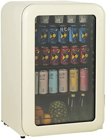 HCK Réfrigérateur 1 Porte, 115L, Réfrigérateur Rétro, Éclairage Intérieur,Consommation 104 kWh/an, Jaune Avis, Fiche Technique et Prix au Maroc