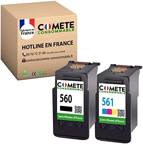 COMETE 🇫🇷 Pack de 2 Cartouches d'encre Compatibles avec Canon PG-560 CL-561 560 561 pour imprimante Canon PIXMA sans PuceAvis,  Fiche Technique et Prix au Maroc