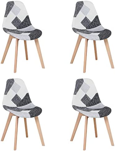 BenyLed Ensemble de 4 Chaises de Salle à Manger Chaises Patchwork Colorées avec Pieds en Bois Chaise Longue Scandinave pour Cuisine, Salon, Café, etc, (Noir) Fiche Technique et Prix au Maroc