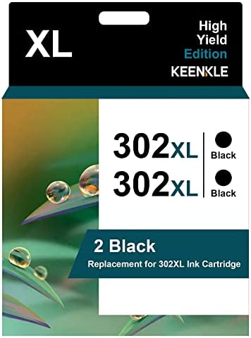 KEENKLE 302XL Remanufacturées Cartouches d'encre Remplacement pour 302 XL pour DeskJet 1110 2130 2132 3630 3632 Officejet 3830 3831 3832 3834 4650 4654 4658 Envy 4520 (Noir, 2-Pack)Avis,  Fiche Technique et Prix au Maroc
