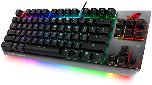 ASUS ROG Strix Scope TKL - Clavier mécanique AZERTY filaire pour le jeu avec commutateurs Cherry MX, structure en aluminium et Aura Sync RGB Fiche Technique et Prix au Maroc