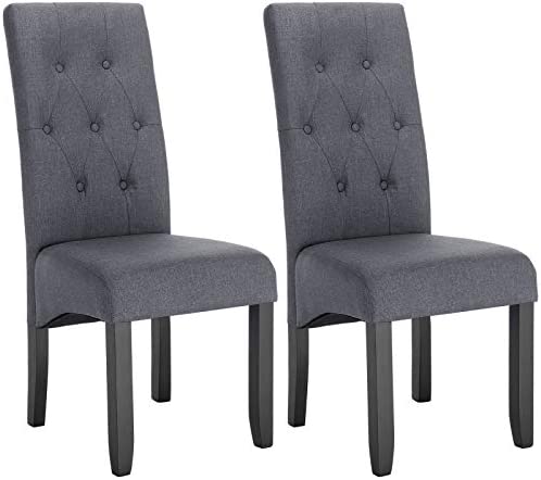 WOLTU Lot de 2 Chaises de Salle à Manger chaises de Cuisine rembourrée en Lin Pieds en Bois Massif,Gris Foncé BH106dgr-2 Fiche Technique et Prix au Maroc