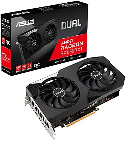 ASUS DUAL AMD Radeon RX 6600 XT OC Edition – Carte graphique (8GB GDDR6, AMD RDNA 2, PCIe 4.0, HDMI 2.1, Ventilateurs axiaux à double roulement à billes, 0dB) Fiche Technique et Prix au Maroc