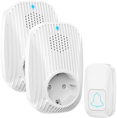 Sonnette sans Fil Extérieur Étanche 400m, Sonnette de Porte IP44, Kit de Carillon 1 Émetteur 2 Récepteur avec Charge et Interface USB, 36 Mélodies 4 Volume Lumière LED, pour Maison, Bureau, Hôtel Fiche Technique et Prix au Maroc