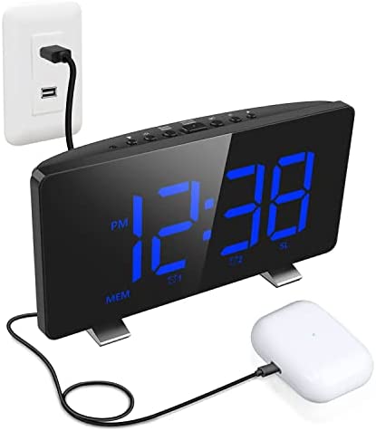 Radio Réveil FM Radio Réveil Numérique Double Alarme 15 Stations de Radio Volume Réglable 4 Intensités de Luminosité Automatique Réveil Digital Horloge Digitale pour Chambre à Coucher, Cuisine, Bureau Fiche Technique et Prix au Maroc