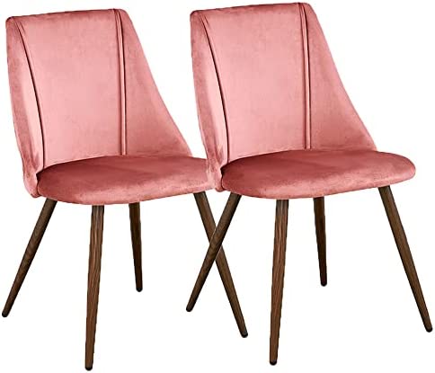 buybyroom Lot de 2 chaises de salle à manger, cuisine, salon, rembourrées, avec revêtement en tissu velours, pieds en métal, roseAvis,  Fiche Technique et Prix au Maroc