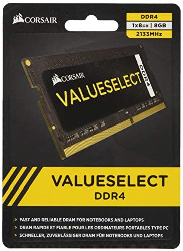 Corsair Value Select SODIMM 8Go (1x8Go) DDR4 2133MHz C15 Mémoire pour Ordinateur Portable/Notebook - Noir Fiche Technique et Prix au Maroc