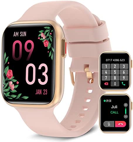 Bebinca Montre Connectée Femme 2022(Passer/Répondre à des appels Haut-Parleur) 1,69" HD Dépister Assistant Vocal Microphone/Avis de messages/28des Sports/Fréquence Cardiaque/SpO2 IP68 Étanche（Or） Fiche Technique et Prix au Maroc