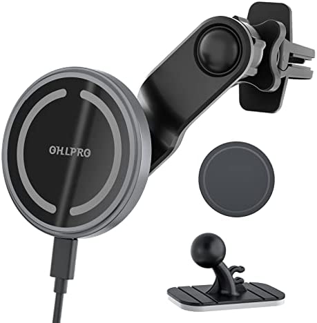 Support magnétique téléphone Voiture, [Installation Facile]Compatible avec Support MagSafe Voiture, Support Chargeur Induction Voiture pour iPhone 14/13/12/Pro/Pro Max/Plus/Mini/ et étui Magsafe Fiche Technique et Prix au Maroc