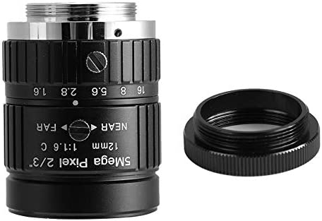 Hopcd Lentille de la caméra de sécurité CCTV 5MP, Objectif d'ouverture Manuel C-Mont CW-FM1216-5MP, lentille Iris Manuelle de 1,6 et 12mm pour Objectif CCTV, Objectif Optique (Noir) Fiche Technique et Prix au Maroc